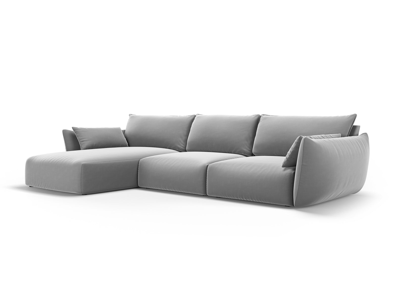 Stylisches 4-Sitzer Ecksofa links Matera in elegantem Grau, ideal für moderne Wohnräume, präsentiert von Cosmopolitan Design.