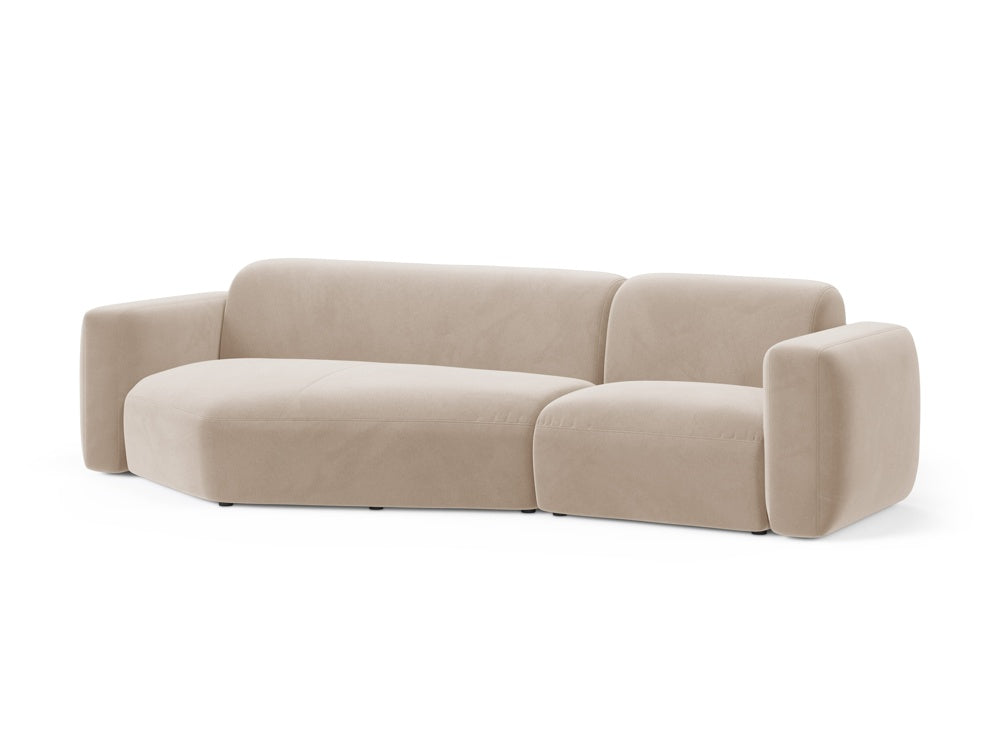 Beige Strino Velour Ecksofa links, 3-Sitzer, stilvolles Design von Cosmopolitan Design, ideal für moderne Wohnräume.