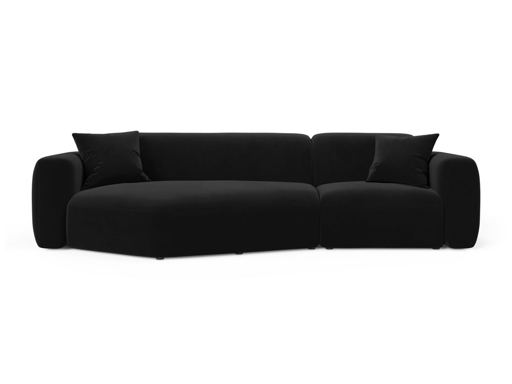 Strino Velour Modular Ecksofa links 3 Sitzer in Black-Salvador präsentiert im Onlineshop von KAQTU Design AG. L-Sofa links ist von Cosmopolitan Design