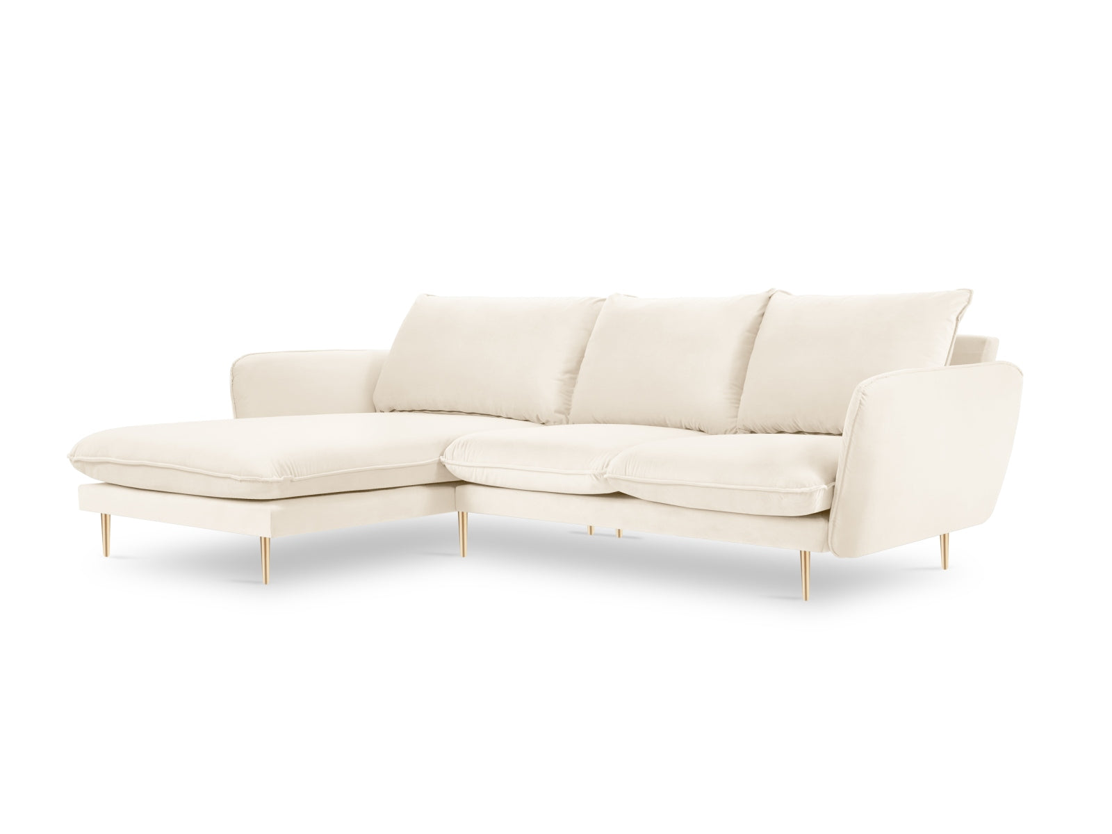 Vienna Velour Ecksofa links 5 Sitzer 170cm in Light Beige/Gold präsentiert im Onlineshop von KAQTU Design AG. Ecksofa links ist von Cosmopolitan Design