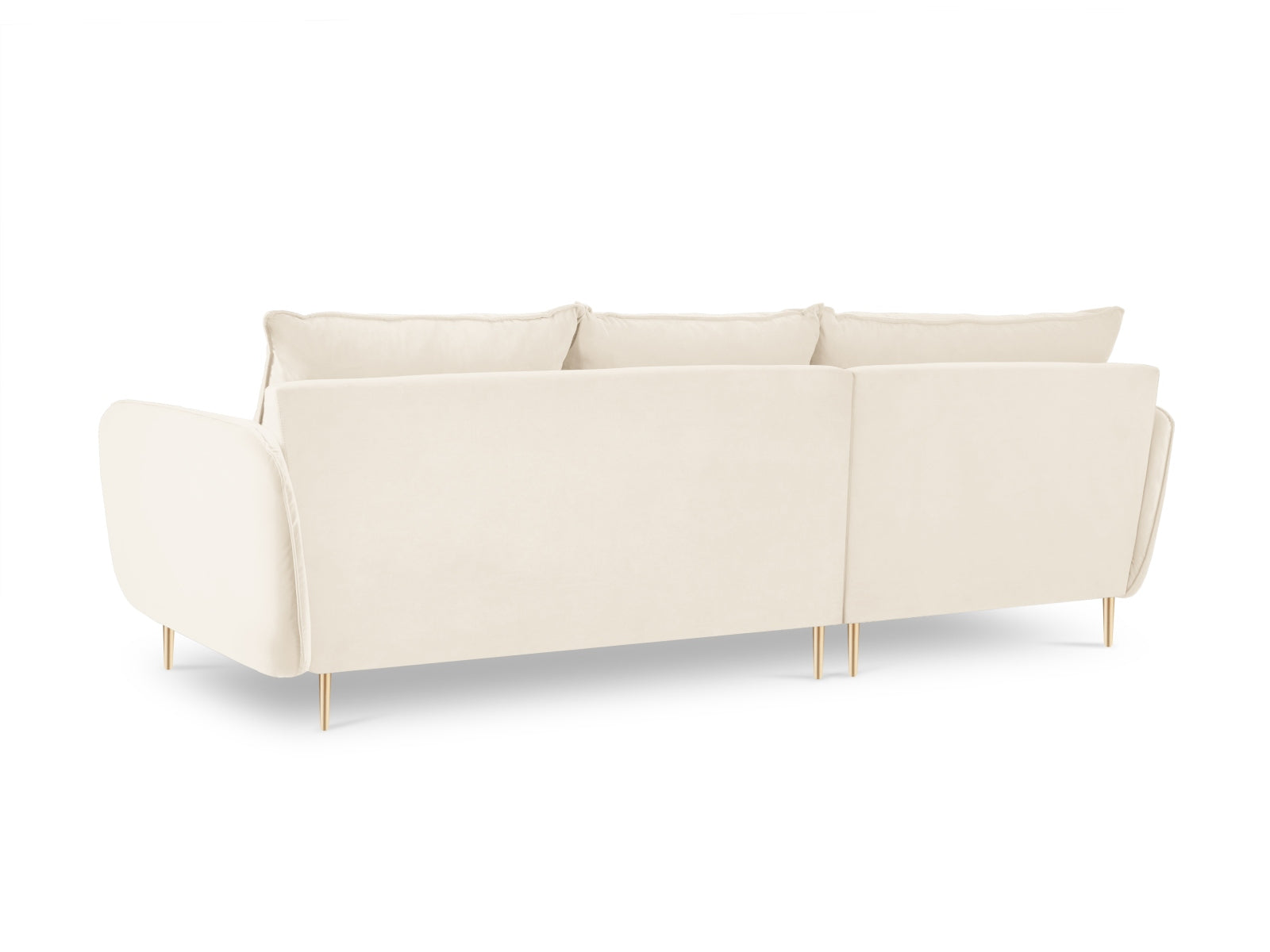 Elegantes 5-Sitzer Ecksofa in sanften Beige- und Goldtönen, ideal für stilvolle Wohnräume, von Cosmopolitan Design.