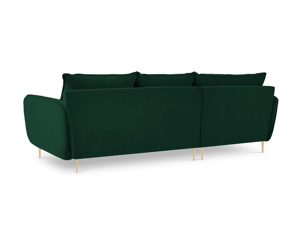Vienna Velour Ecksofa links 5 Sitzer 170cm in Bottle Green/Gold-Bluvel präsentiert im Onlineshop von KAQTU Design AG. Ecksofa links ist von Cosmopolitan Design