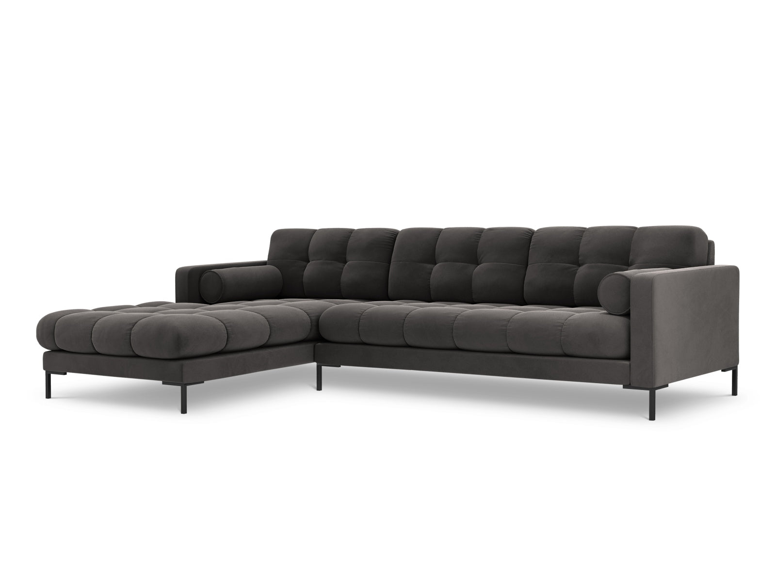5-Sitzer Ecksofa links Bali in Dark Grey-Bluvel präsentiert im Onlineshop von KAQTU Design AG. Ecksofa links ist von Cosmopolitan Design