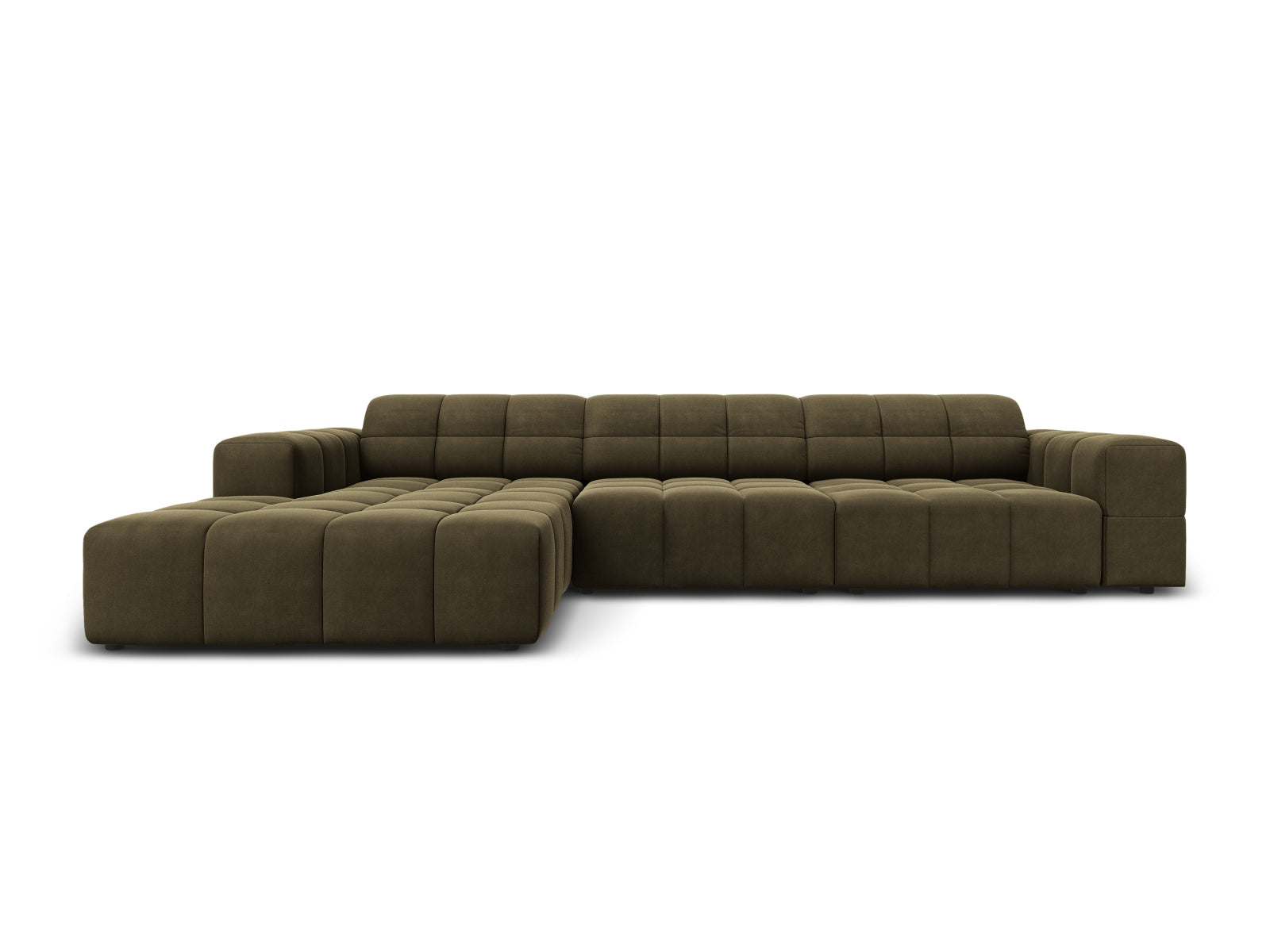 Chicago Velour Ecksofa links 4 Sitzer 166cm in Green-Bluvel präsentiert im Onlineshop von KAQTU Design AG. L-Sofa links ist von Cosmopolitan Design