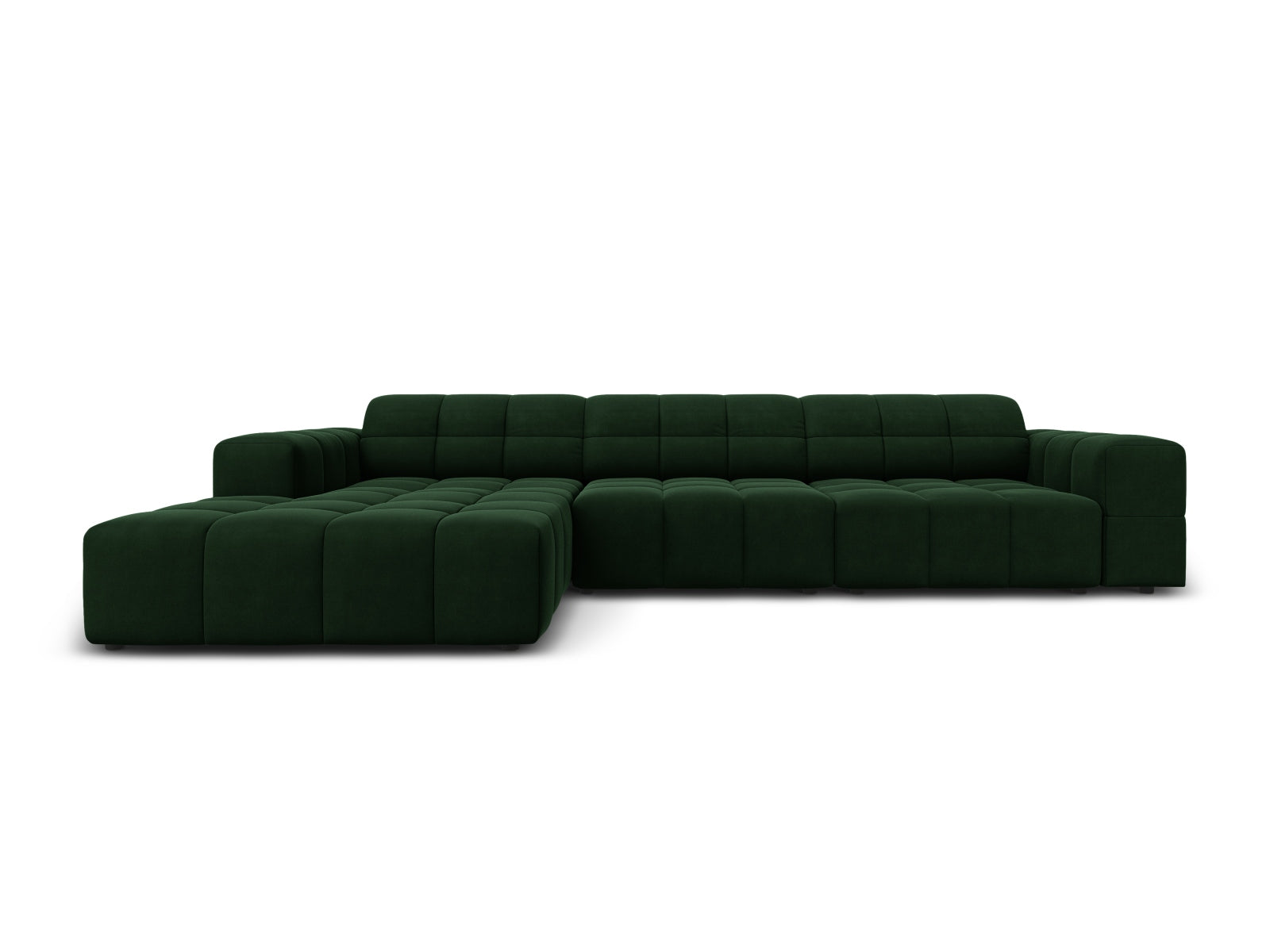 Chicago Velour Ecksofa links 4 Sitzer 166cm in Bottle Green-Bluvel präsentiert im Onlineshop von KAQTU Design AG. L-Sofa links ist von Cosmopolitan Design