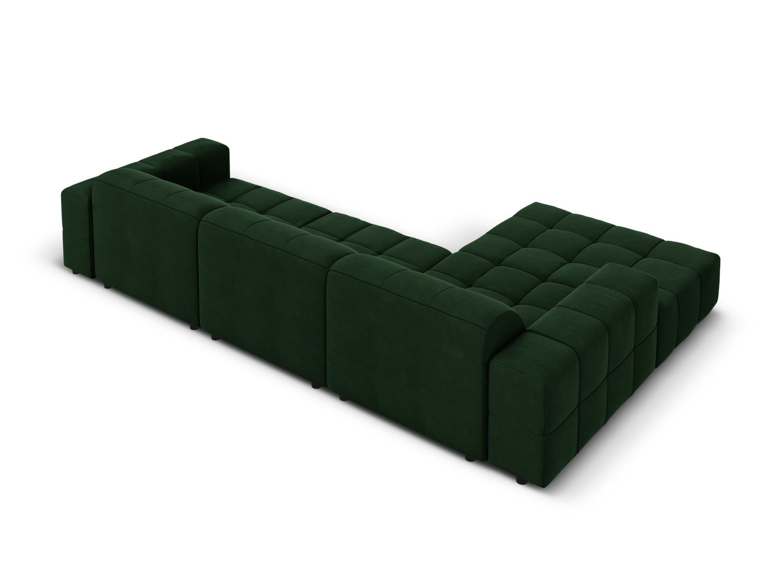 Elegantes Chicago Velour Ecksofa links für 4 Personen in luxuriösem Bottle Green, ideal für stilvolle Wohnräume.