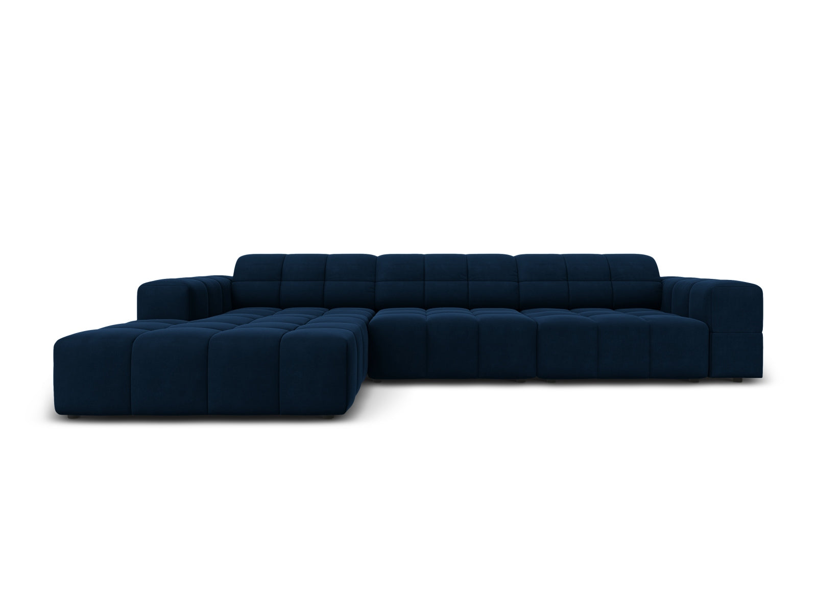 Chicago Velour Ecksofa links 4 Sitzer 166cm in Royal Blue-Bluvel präsentiert im Onlineshop von KAQTU Design AG. L-Sofa links ist von Cosmopolitan Design