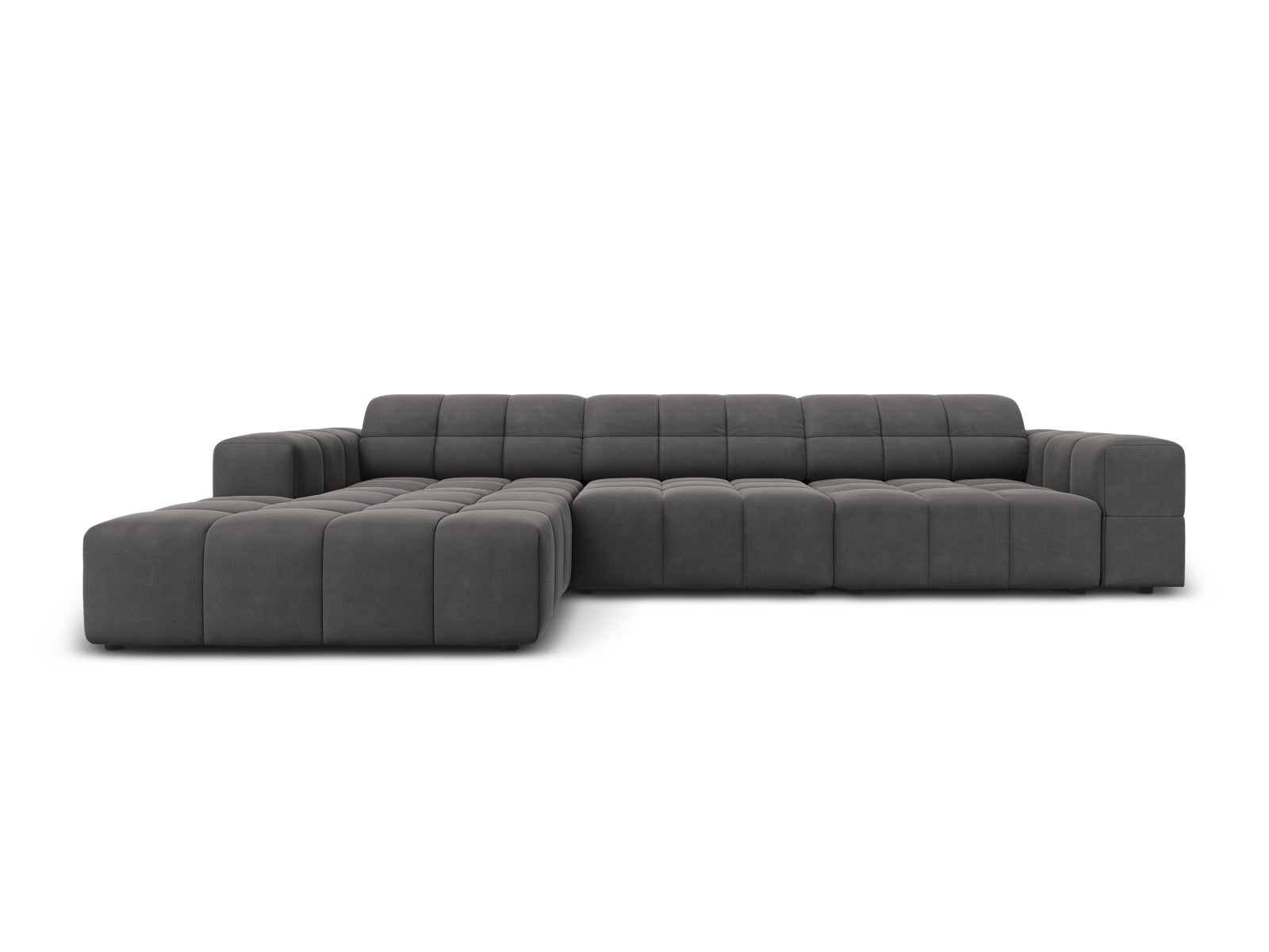 Chicago Velour Ecksofa links 4 Sitzer 166cm in Grey-Bluvel präsentiert im Onlineshop von KAQTU Design AG. L-Sofa links ist von Cosmopolitan Design