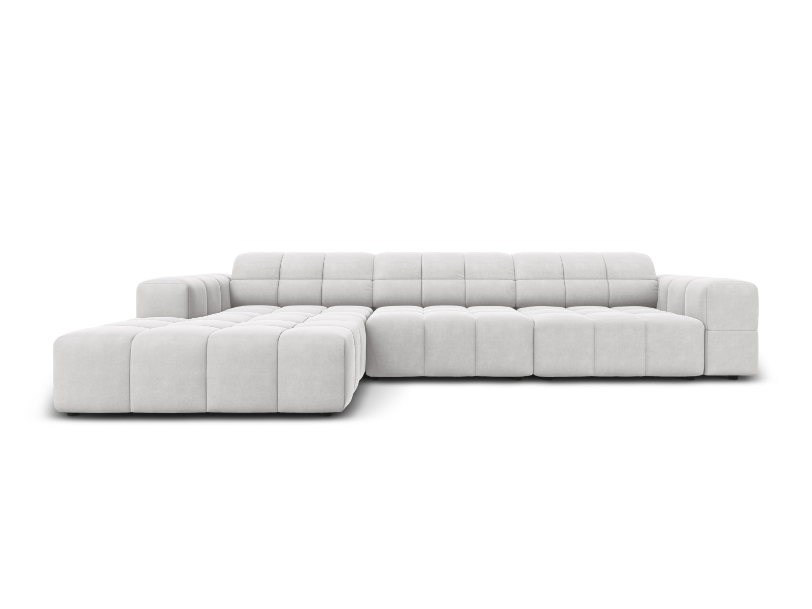 Chicago Velour Ecksofa links 4 Sitzer 166cm in Silver präsentiert im Onlineshop von KAQTU Design AG. Ecksofa links ist von Cosmopolitan Design