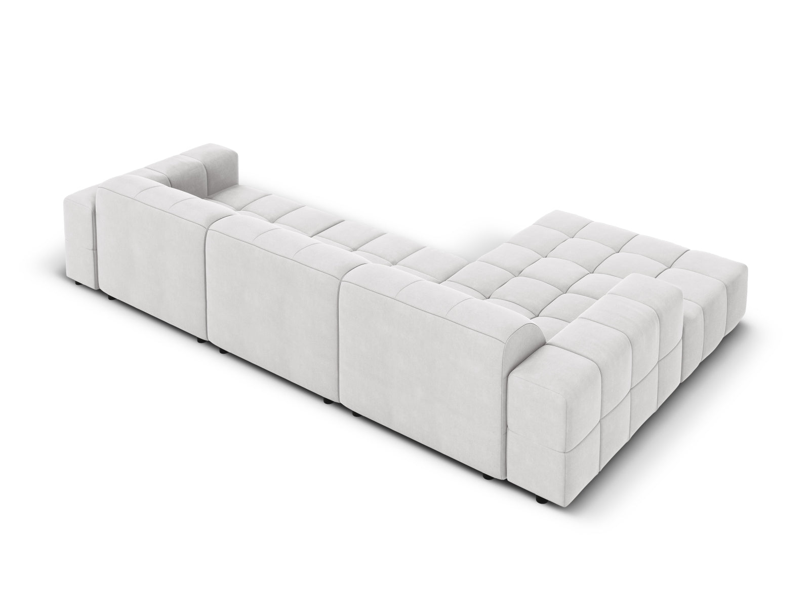 Elegantes Chicago Velour Ecksofa, linksseitig, 4-Sitzer mit 166 cm Breite, ideal für stilvolle und komfortable Wohnräume.