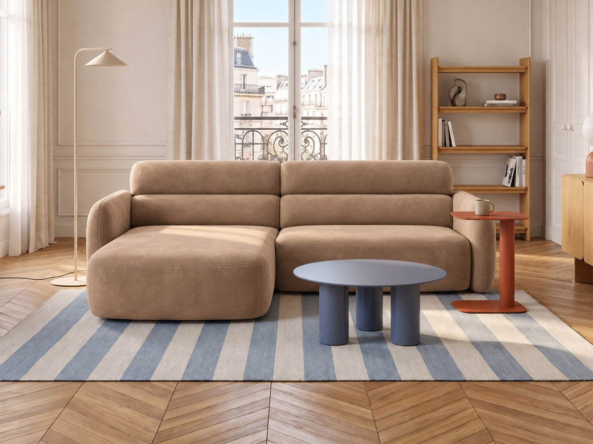 Ecksofa links Malmo von Cosmopolitan Design mit Bluvel-Bezug und flachen schwarzen Beinen