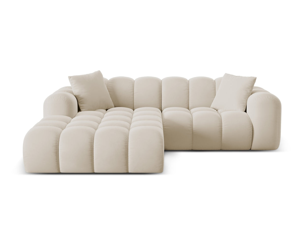 Ecksofa links Treno von Cosmopolitan Design mit Stoffbezug und schwarzen Beinen