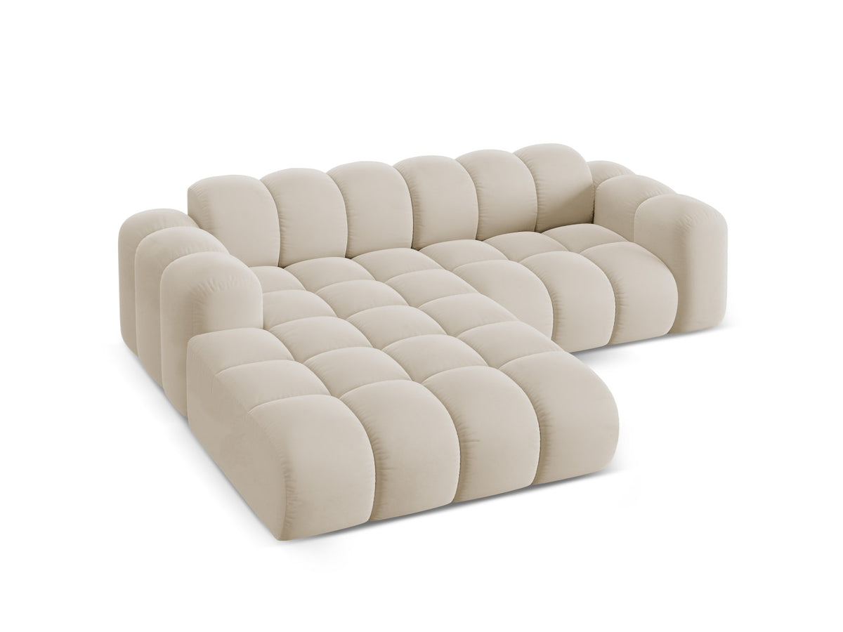 Ecksofa links Treno von Cosmopolitan Design mit Stoffbezug und schwarzen Beinen