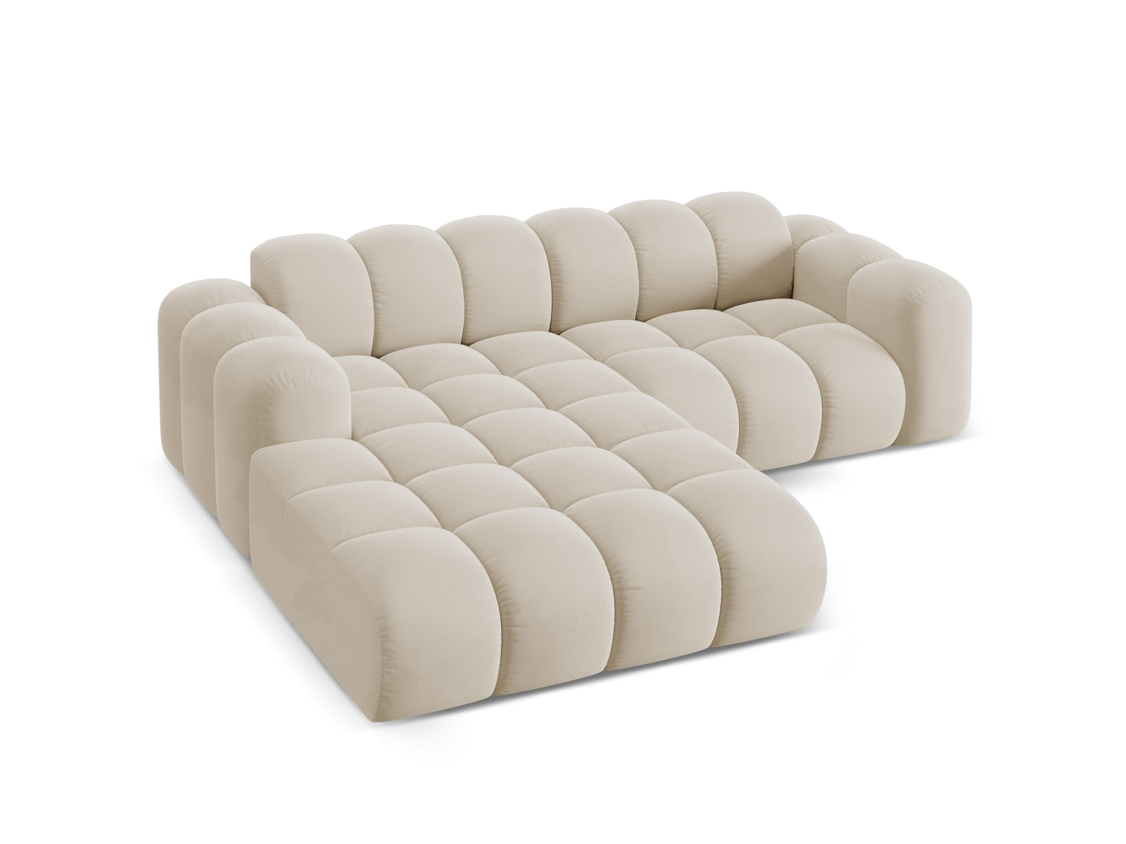 Elegantes 3-Sitzer Ecksofa Treno in luxuriösem Dunkelbeige, ideal für ein modernes Wohnambiente und entspannte Stunden.