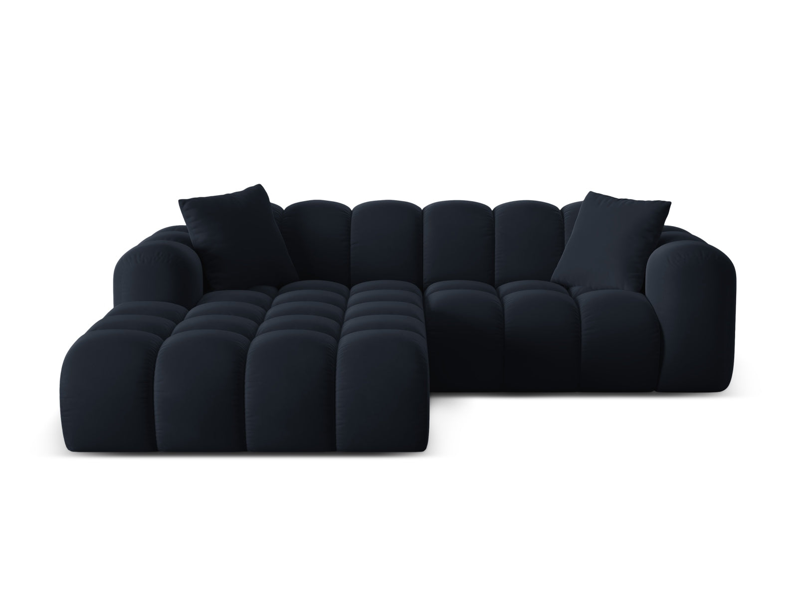 3-Sitzer Ecksofa links Treno in Dark Blue-Bluvel präsentiert im Onlineshop von KAQTU Design AG. Ecksofa links ist von Cosmopolitan Design