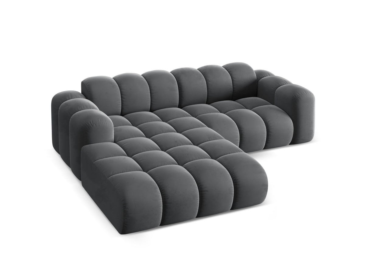 Ecksofa links Treno von Cosmopolitan Design mit Stoffbezug und schwarzen Beinen