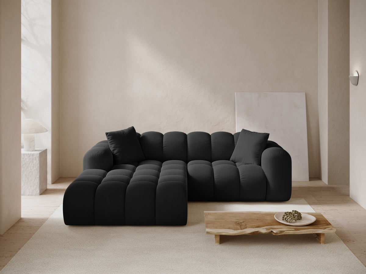 Ecksofa links Treno von Cosmopolitan Design mit Stoffbezug und schwarzen Beinen