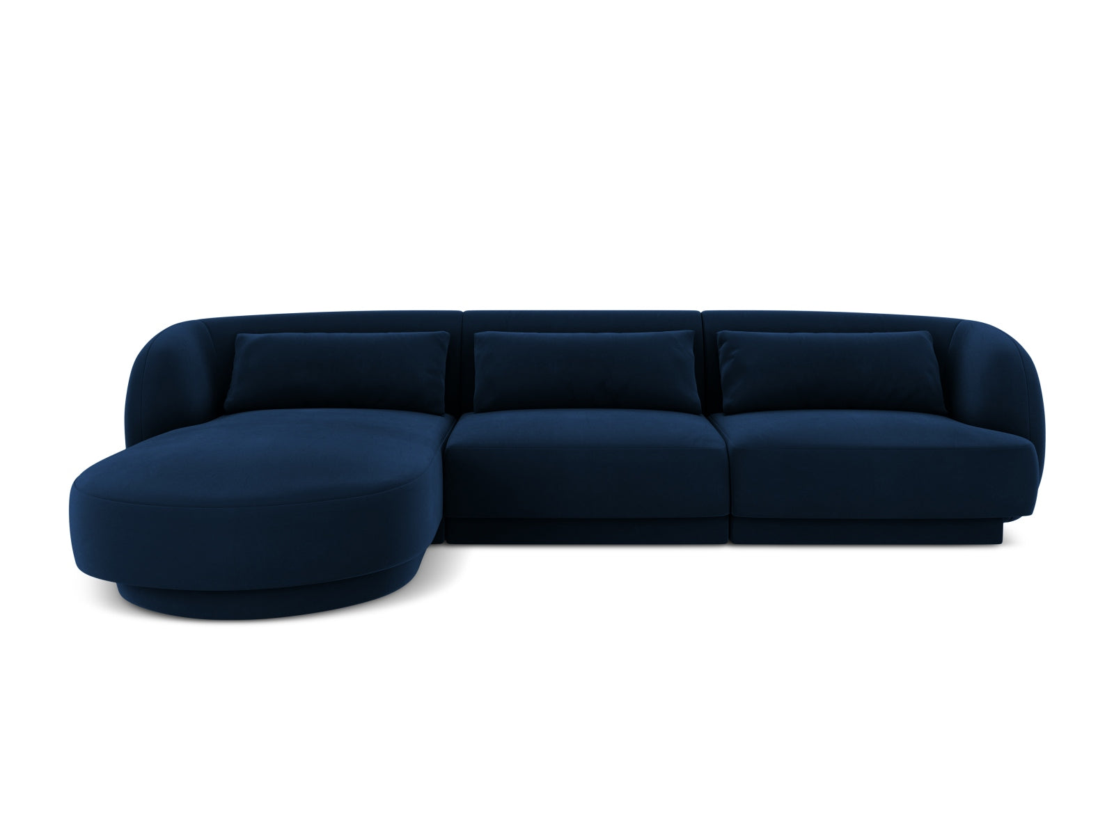 Tulum Velour Ecksofa links 4 Sitzer 156cm in Royal Blue-Bluvel präsentiert im Onlineshop von KAQTU Design AG. L-Sofa links ist von Cosmopolitan Design
