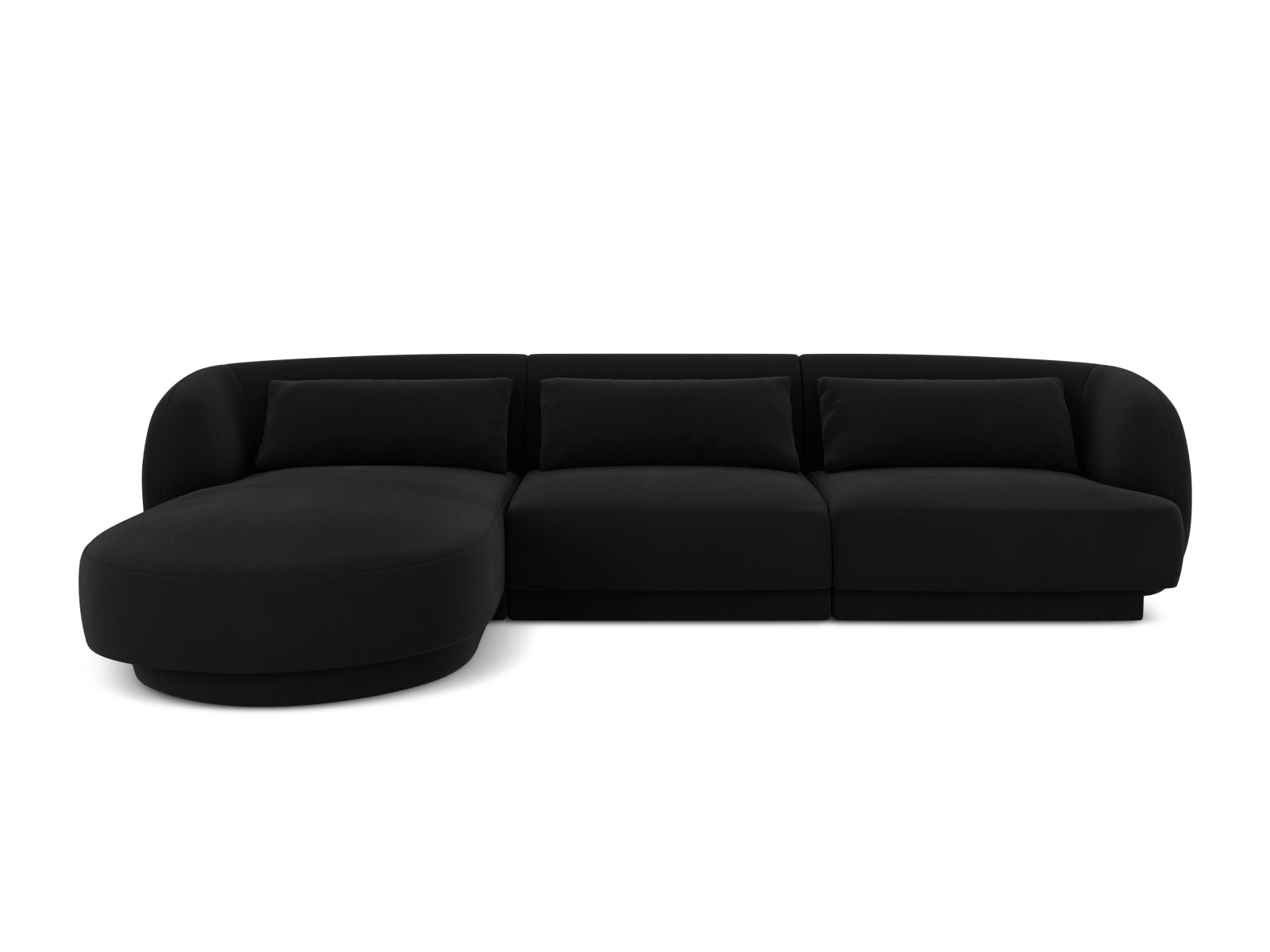 Tulum Velour Ecksofa links 4 Sitzer 156cm in Black-Bluvel präsentiert im Onlineshop von KAQTU Design AG. L-Sofa links ist von Cosmopolitan Design