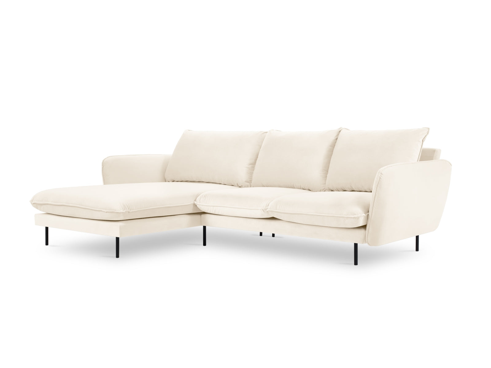 Vienna Velour Ecksofa links 5 Sitzer 170cm in Light Beige/Schwarz-Bluvel präsentiert im Onlineshop von KAQTU Design AG. Ecksofa links ist von Cosmopolitan Design