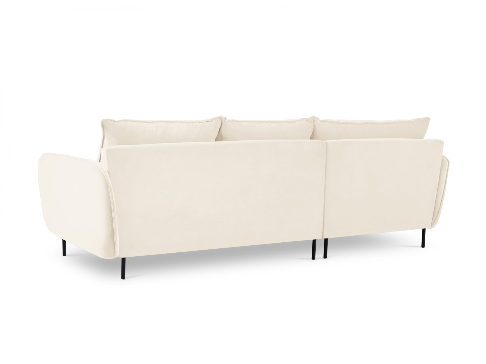 Elegantes 5-Sitzer Ecksofa Vienna Velour links in sanften Beige- und Schwarztönen, ideal für stilvolle und einladende Wohnräume.