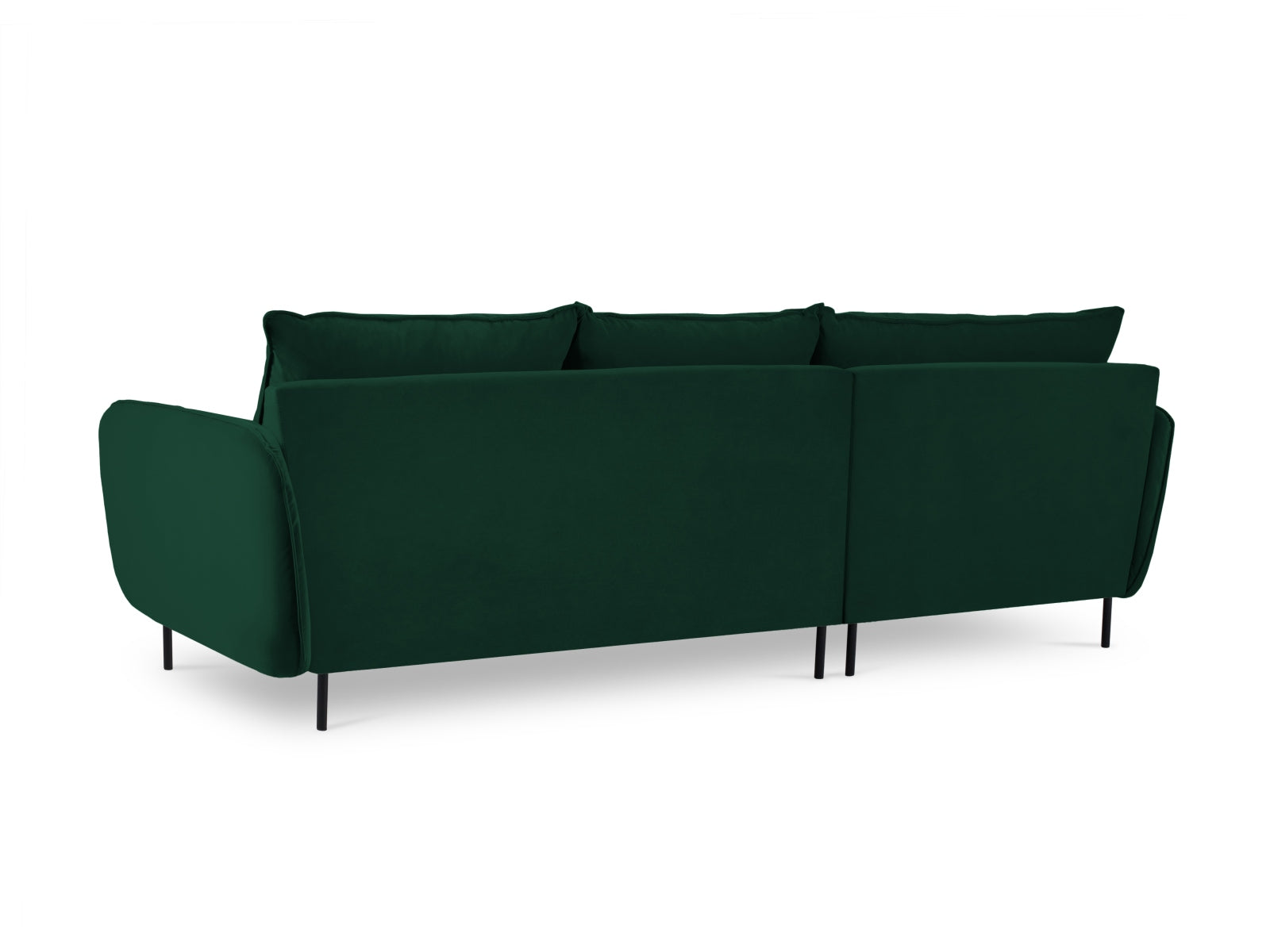 Vienna Velour Ecksofa links 5 Sitzer 170cm in Bottle Green/Schwarz-Bluvel präsentiert im Onlineshop von KAQTU Design AG. Ecksofa links ist von Cosmopolitan Design