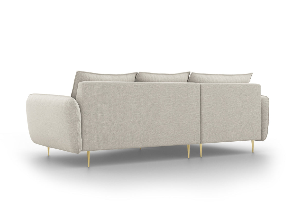 Vienna Ecksofa links 5 Sitzer 170cm in Light Beige/Gold-Positano präsentiert im Onlineshop von KAQTU Design AG. L-Sofa links ist von Cosmopolitan Design