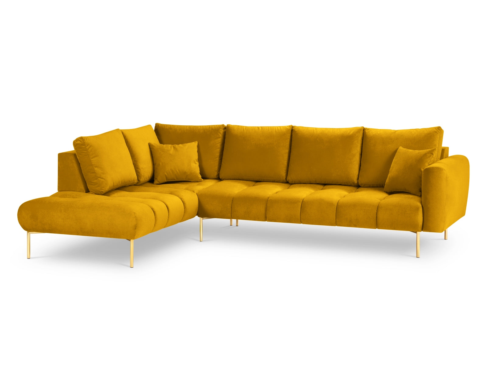 Hastings Velour links Ecksofa 5 Sitzer in Yellow präsentiert im Onlineshop von KAQTU Design AG. Ecksofa links ist von Cosmopolitan Design