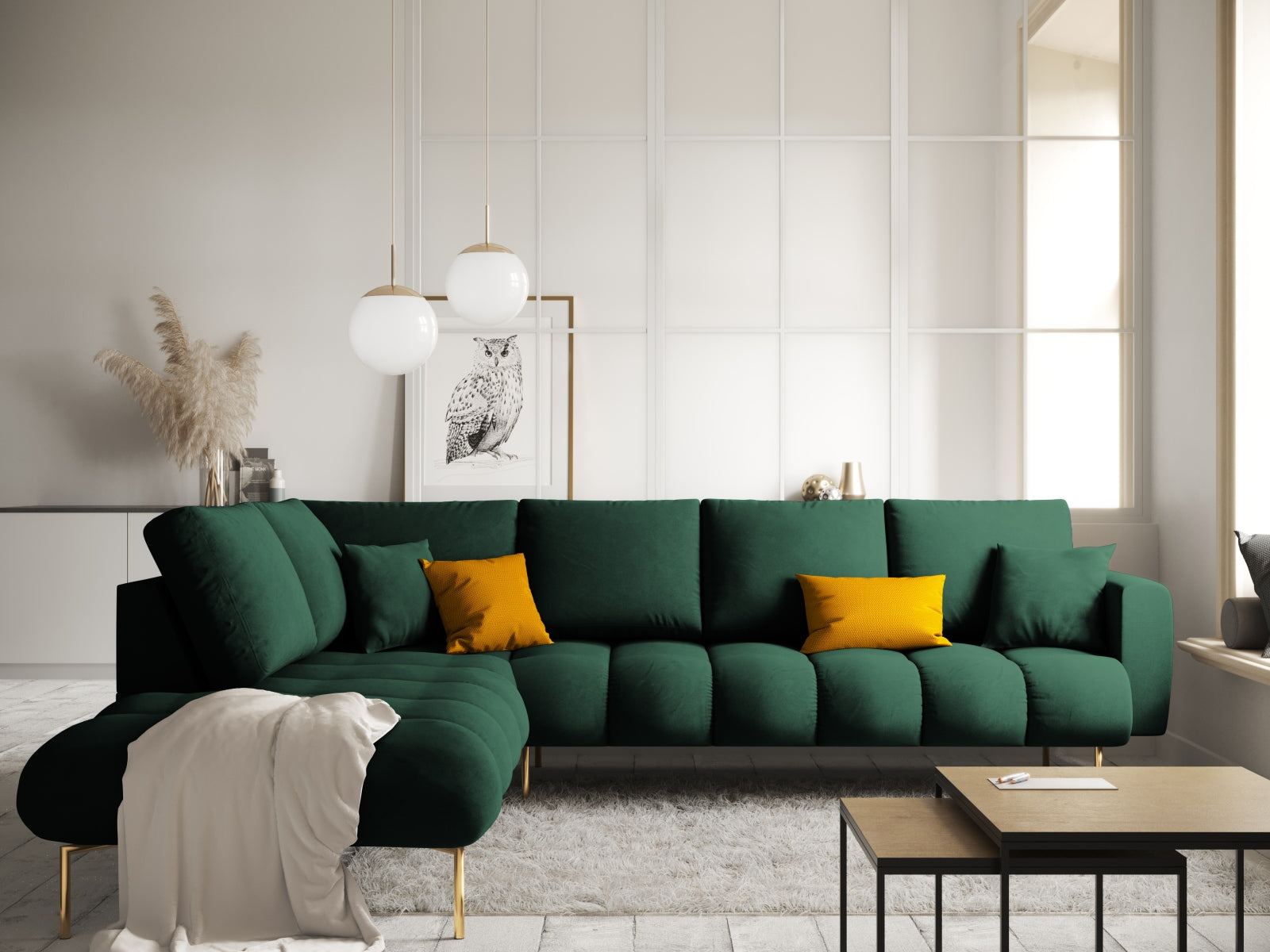 Erleben Sie das stilvolle Hastings Velour links Ecksofa 5 Sitzer von Cosmopolitan Design – ideal für Ihr modernes Wohnzimmer und optimalen Komfort.
