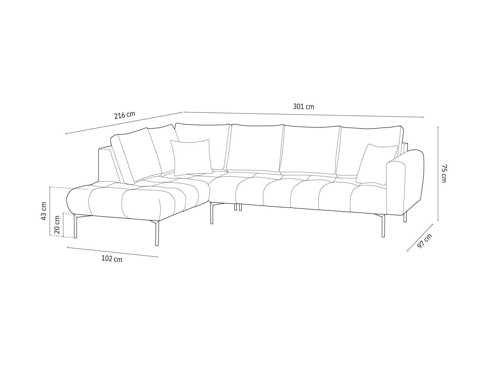 Entdecken Sie das elegante Hastings Velour links Ecksofa 5 Sitzer von Cosmopolitan Design – perfekt für Ihr modernes Zuhause und höchsten Sitzkomfort.