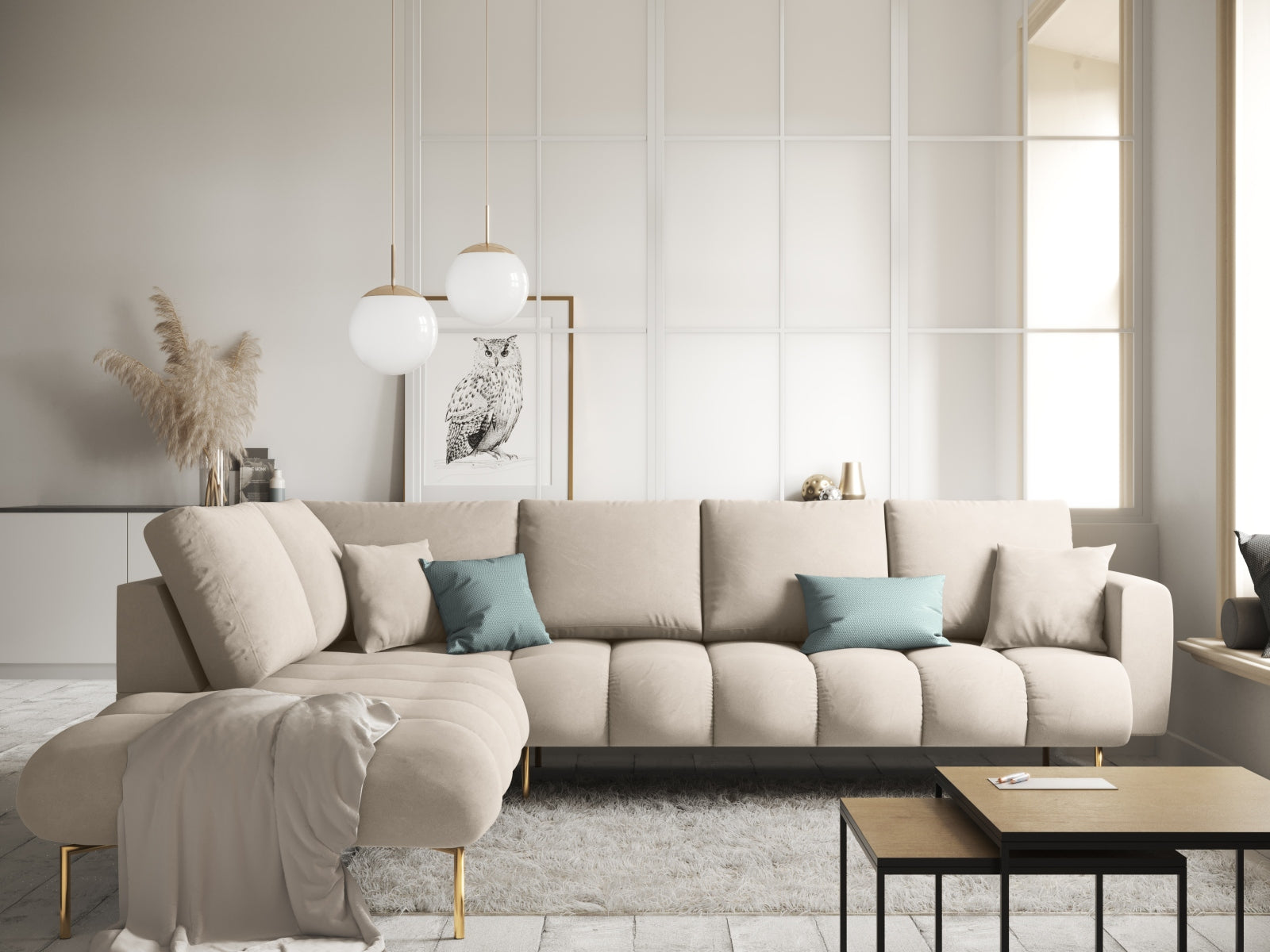 Entdecken Sie das elegante Hastings Velour links Ecksofa 5 Sitzer von Cosmopolitan Design – perfekt für Ihr modernes Zuhause und höchsten Sitzkomfort.