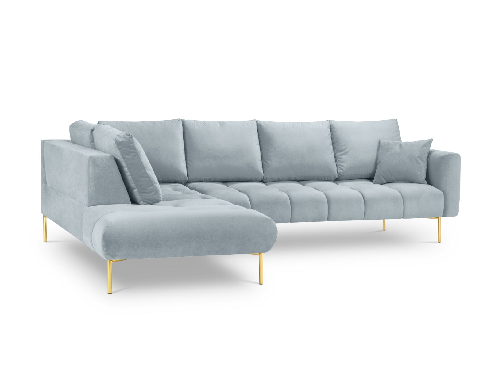 Entdecken Sie das elegante Hastings Velour links Ecksofa 5 Sitzer von Cosmopolitan Design – perfekt für Ihr modernes Zuhause und höchsten Sitzkomfort.