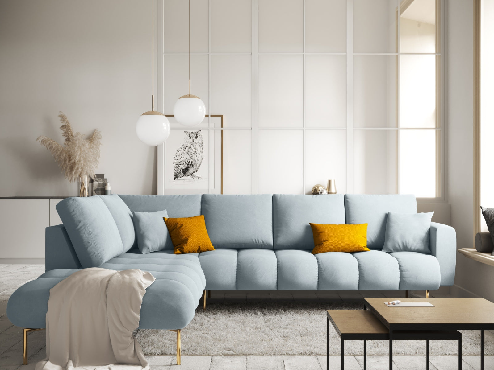 Erleben Sie das stilvolle Hastings Velour links Ecksofa 5 Sitzer von Cosmopolitan Design – ideal für Ihr modernes Wohnzimmer und optimalen Komfort.