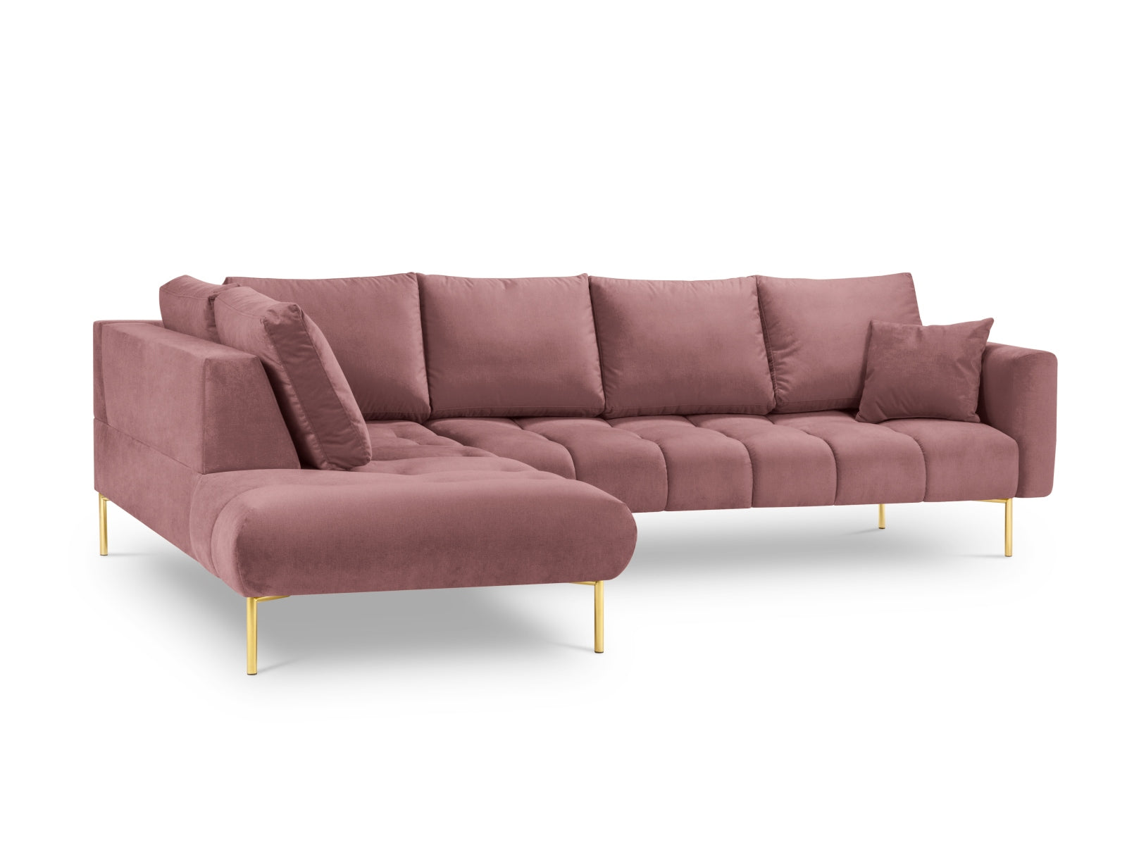 Erleben Sie das stilvolle Hastings Velour links Ecksofa 5 Sitzer von Cosmopolitan Design – ideal für Ihr modernes Wohnzimmer und optimalen Komfort.