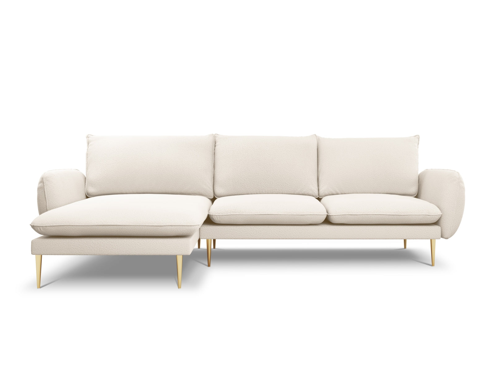 Bequemes 5-Sitzer Ecksofa "Vienna" in Boucle-Optik, linksseitig, 170cm, in sanftem Beige, perfekt für stilvolle Wohnzimmer.