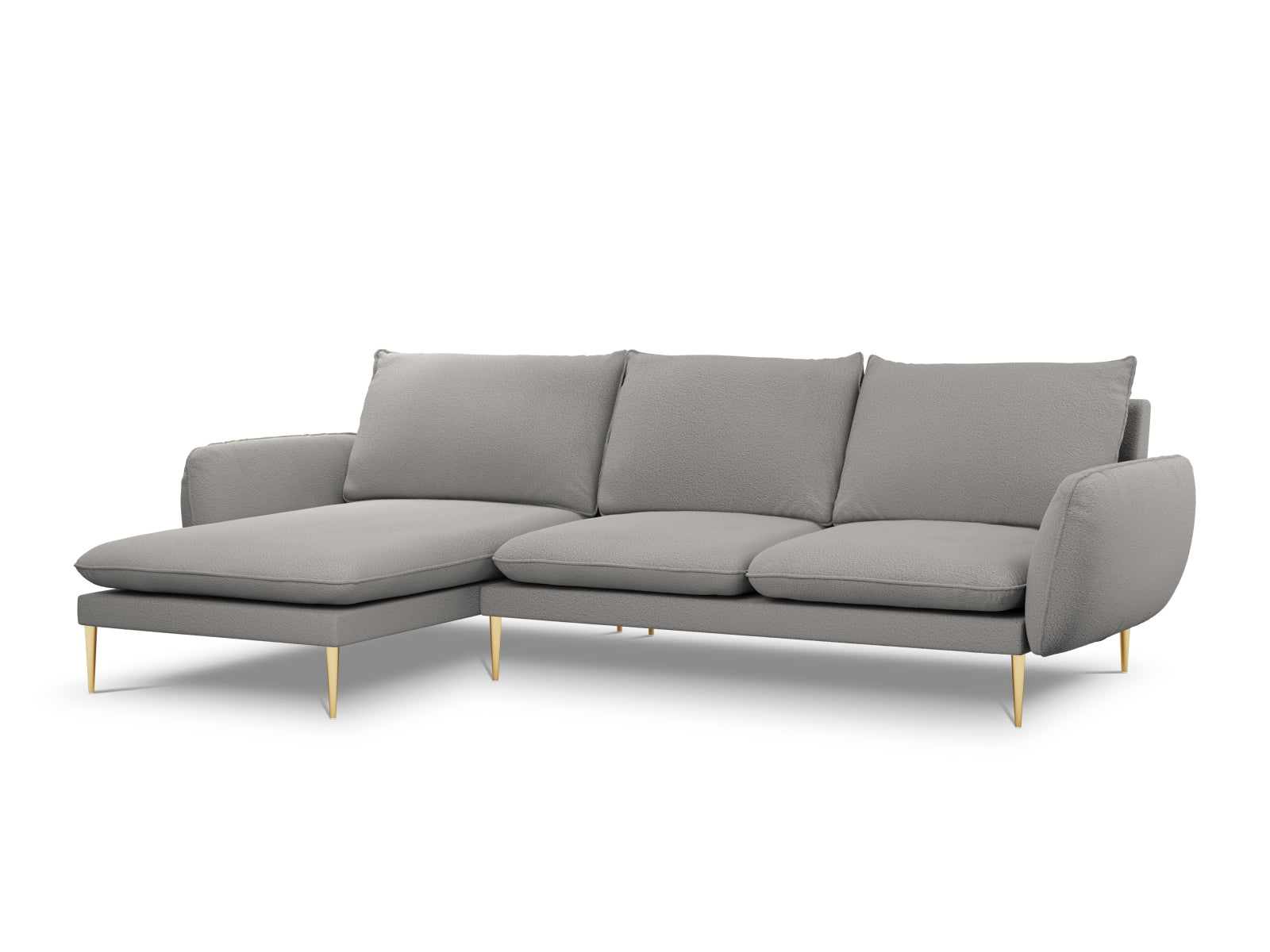Vienna Boucle Ecksofa links 5 Sitzer 170cm in Grey/Gold-Ascot präsentiert im Onlineshop von KAQTU Design AG. L-Sofa links ist von Cosmopolitan Design