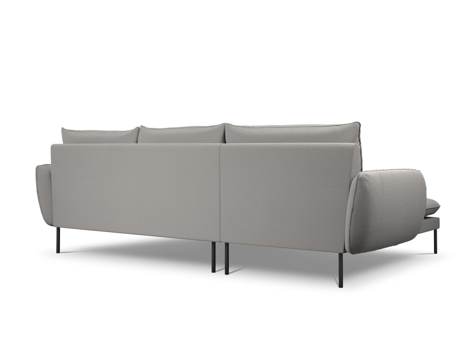 Modernes 5-Sitzer Boucle Ecksofa in Grau/Schwarz, linksseitig, 170 cm, perfekt für ein elegantes und gemütliches Ambiente.