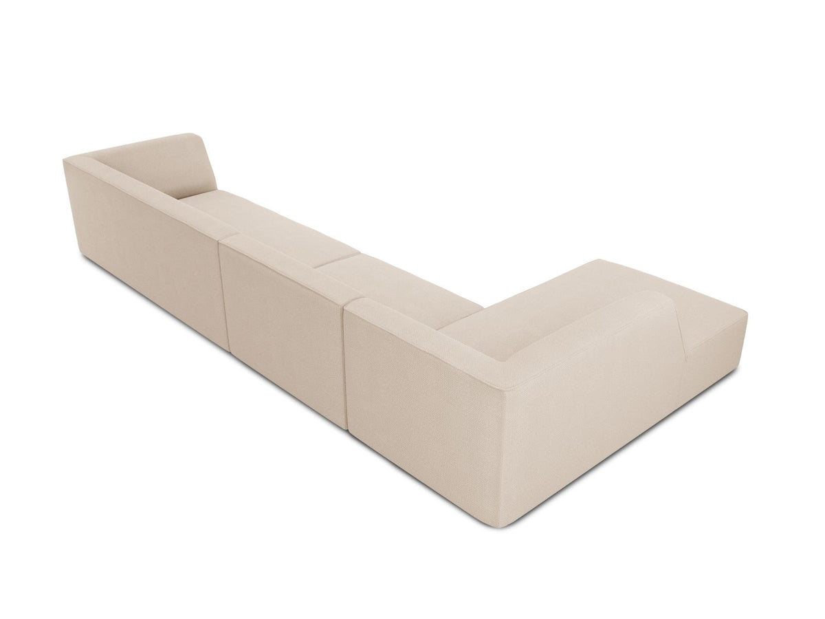 Modulares Ecksofa links Siena in Dark Grey-Scala mit strukturiertem Cordstoff, Massivholzrahmen und schwarzen Kunststoffbeinen, 5-Sitzer 180cm.