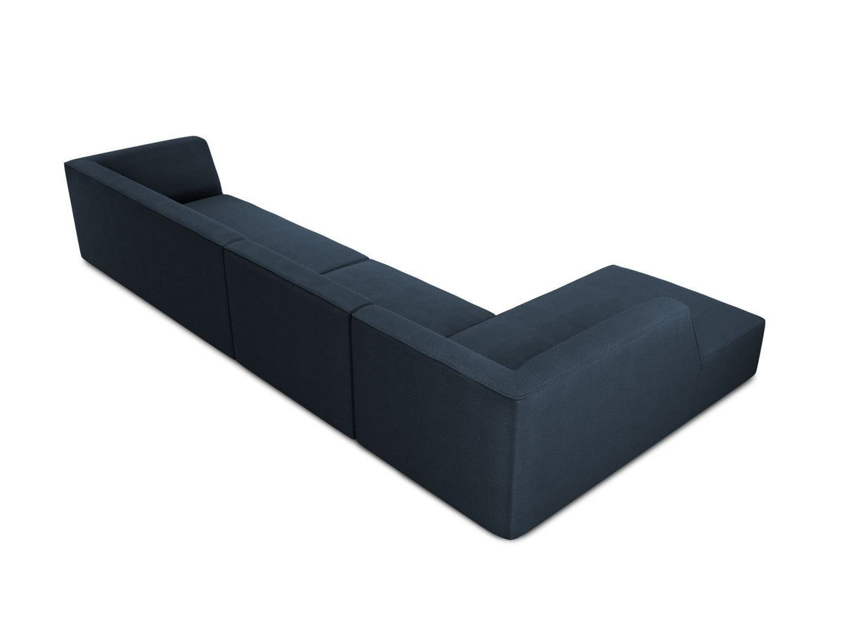Modulares Ecksofa links Siena in Dark Grey-Scala mit strukturiertem Cordstoff, Massivholzrahmen und schwarzen Kunststoffbeinen, 5-Sitzer 180cm.