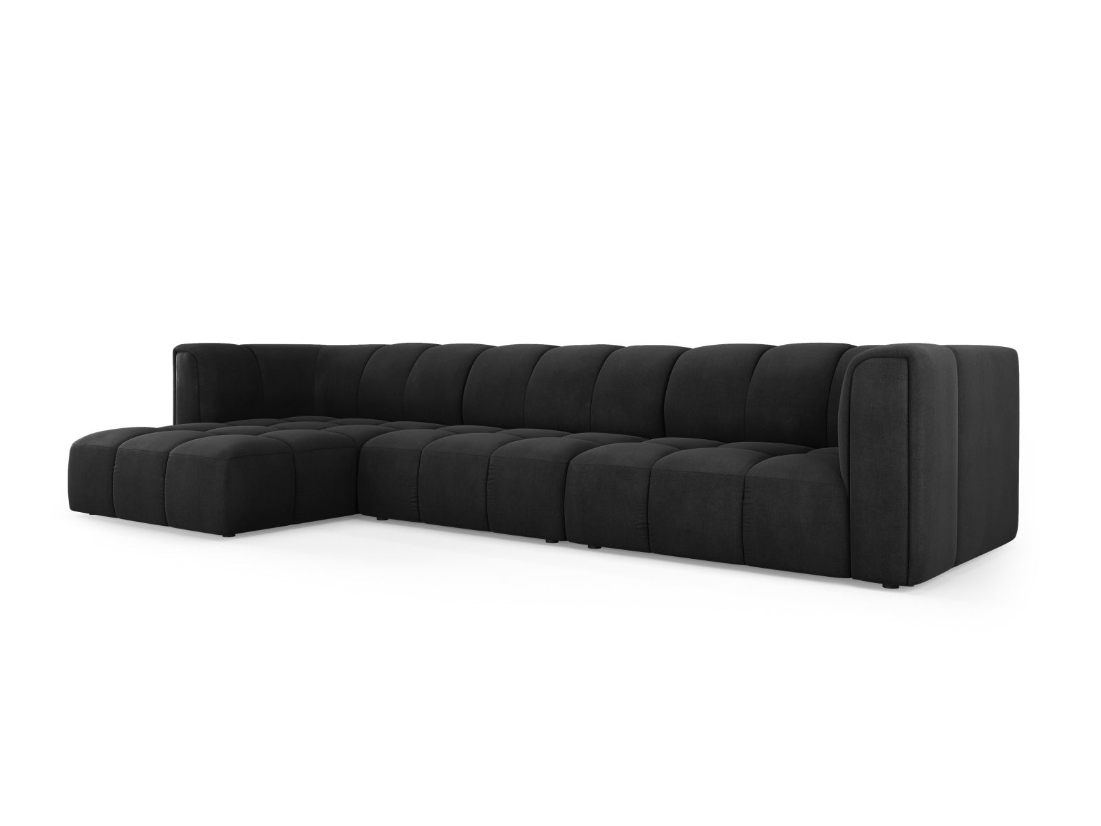 5-Sitzer Ecksofa links modular Moritz in Black-Rebel präsentiert im Onlineshop von KAQTU Design AG. Ecksofa links ist von Cosmopolitan Design