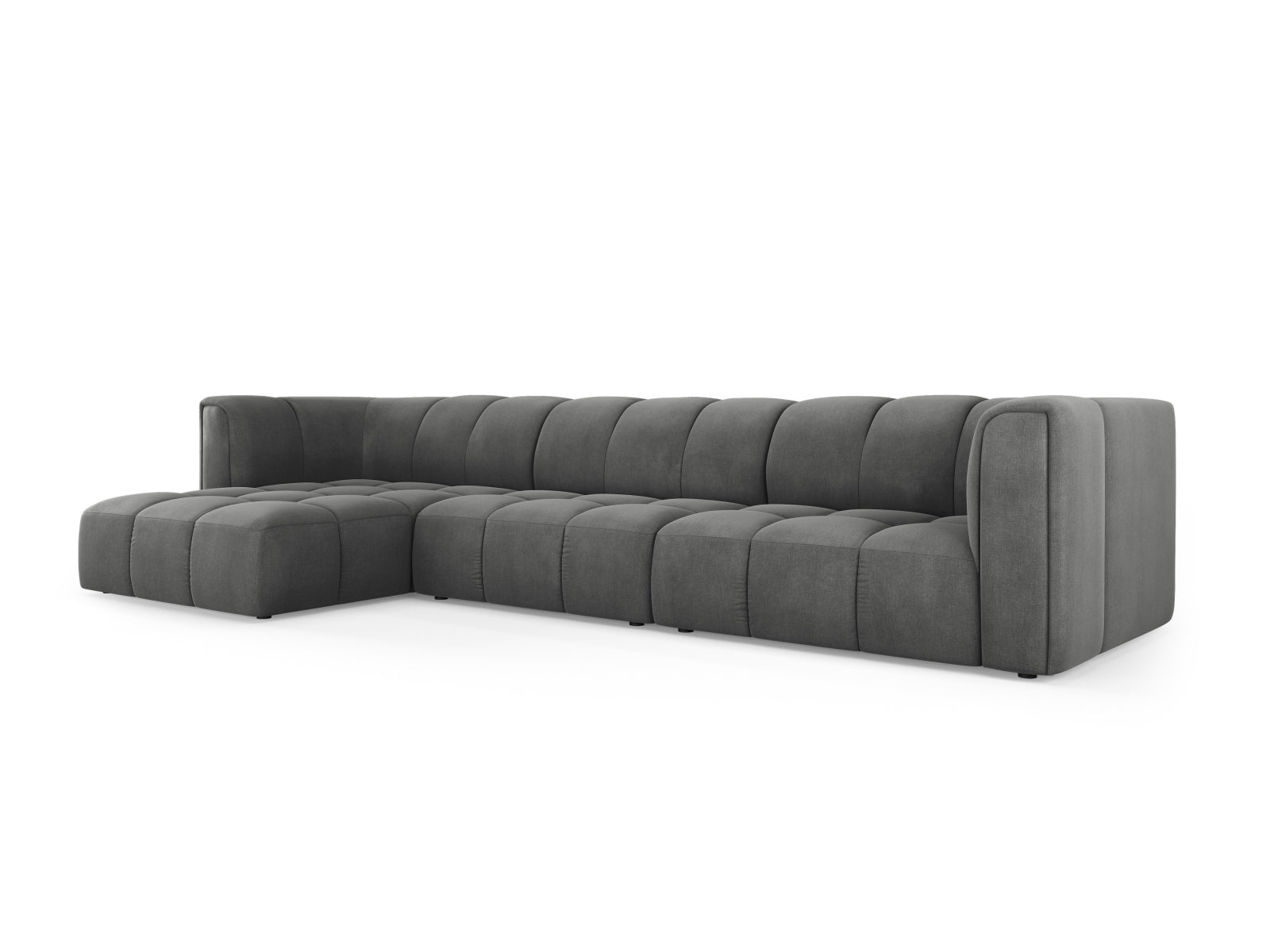 5-Sitzer Ecksofa links modular Moritz in Dark Grey-Rebel präsentiert im Onlineshop von KAQTU Design AG. Ecksofa links ist von Cosmopolitan Design