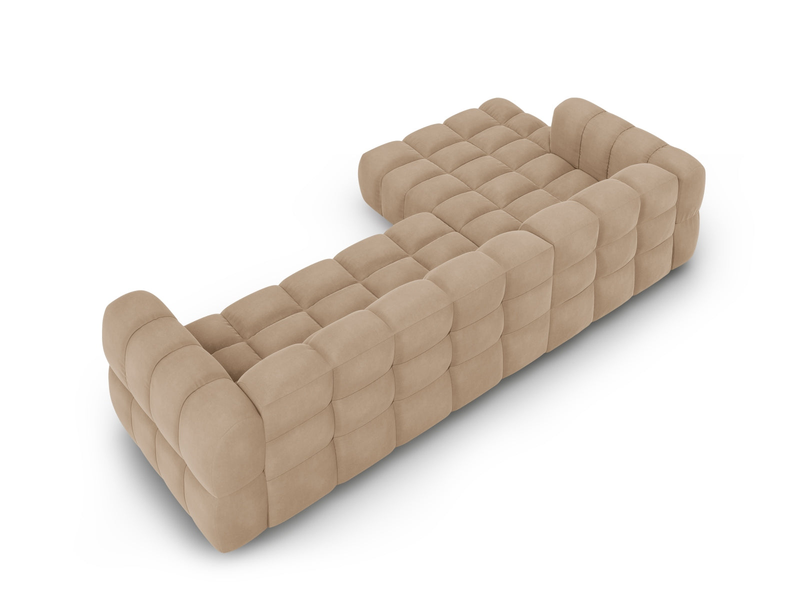 Elegantes modulares Ecksofa links in Sky Velour, 162 cm, ideal für stilvolle Wohnräume und entspannte Stunden mit Freunden.