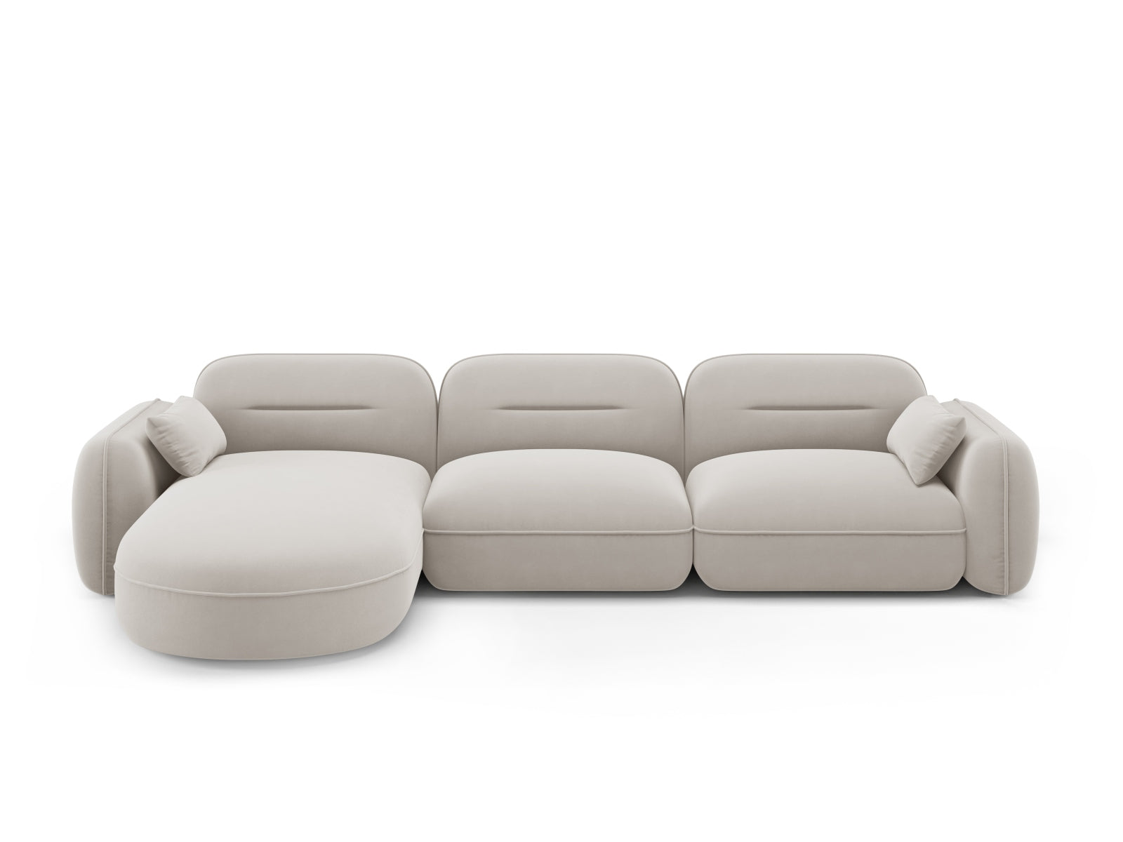 Sydney Velour Modular Ecksofa links 4 Sitzer in Light Beige präsentiert im Onlineshop von KAQTU Design AG. Ecksofa links ist von Cosmopolitan Design