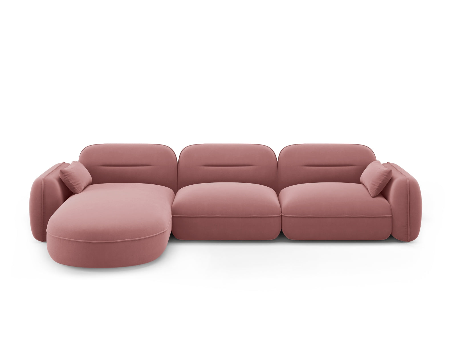 Sydney Velour Modular Ecksofa links 4 Sitzer in Flamingo-Casino präsentiert im Onlineshop von KAQTU Design AG. L-Sofa links ist von Cosmopolitan Design