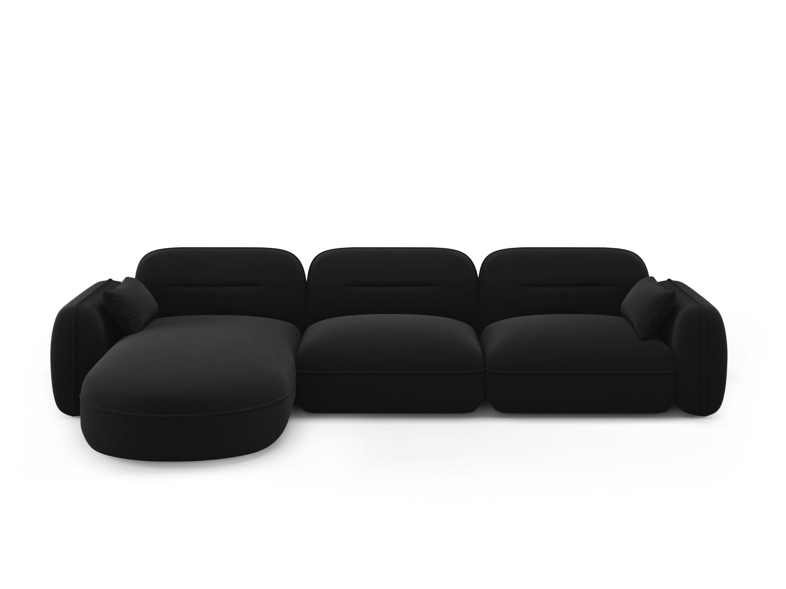 Sydney Velour Modular Ecksofa links 4 Sitzer in Black-Casino präsentiert im Onlineshop von KAQTU Design AG. L-Sofa links ist von Cosmopolitan Design