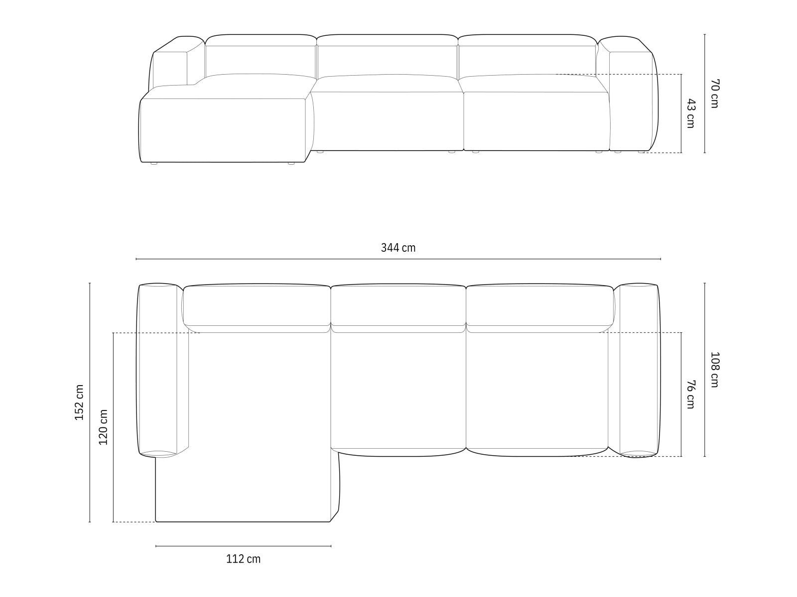 Bergamo Modulares Ecksofa links 4 Sitzer in Grey-Perla präsentiert im Onlineshop von KAQTU Design AG. Ecksofa links ist von Cosmopolitan Design
