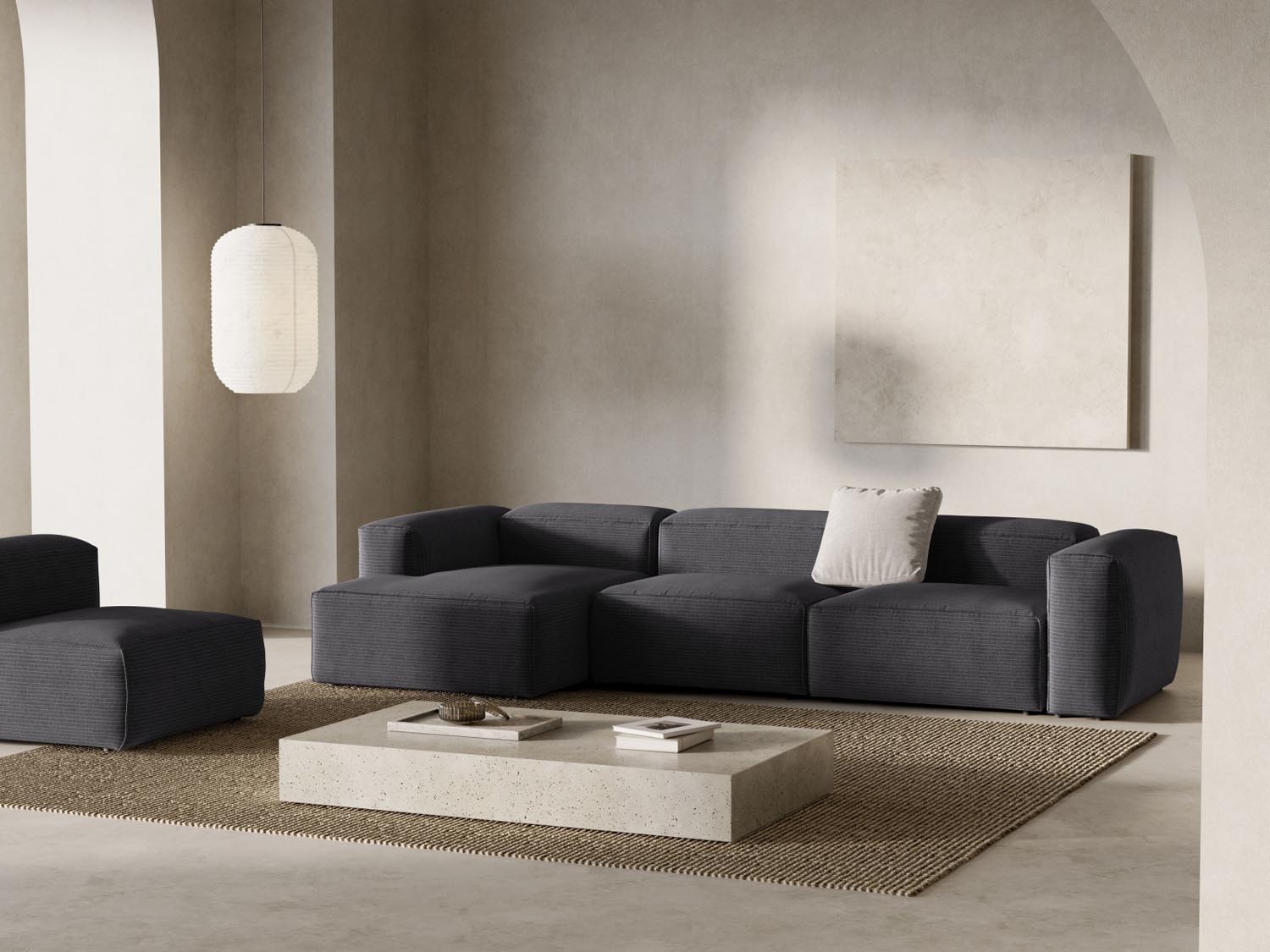 Bergamo Modulares Ecksofa links 4 Sitzer in Grey-Perla präsentiert im Onlineshop von KAQTU Design AG. Ecksofa links ist von Cosmopolitan Design