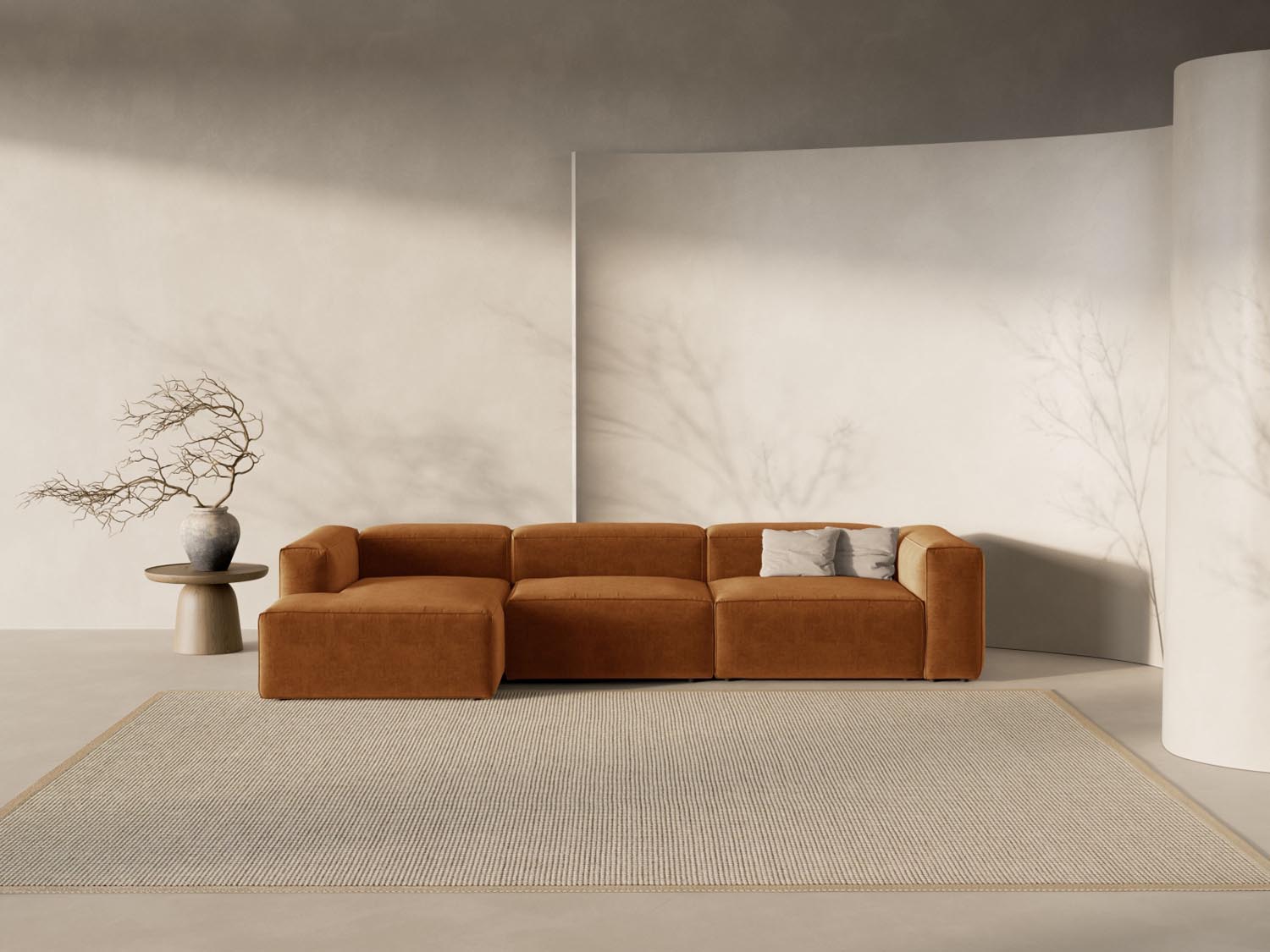 Bergamo Modulares Ecksofa links 4 Sitzer in Brick-Liberty präsentiert im Onlineshop von KAQTU Design AG. Ecksofa links ist von Cosmopolitan Design
