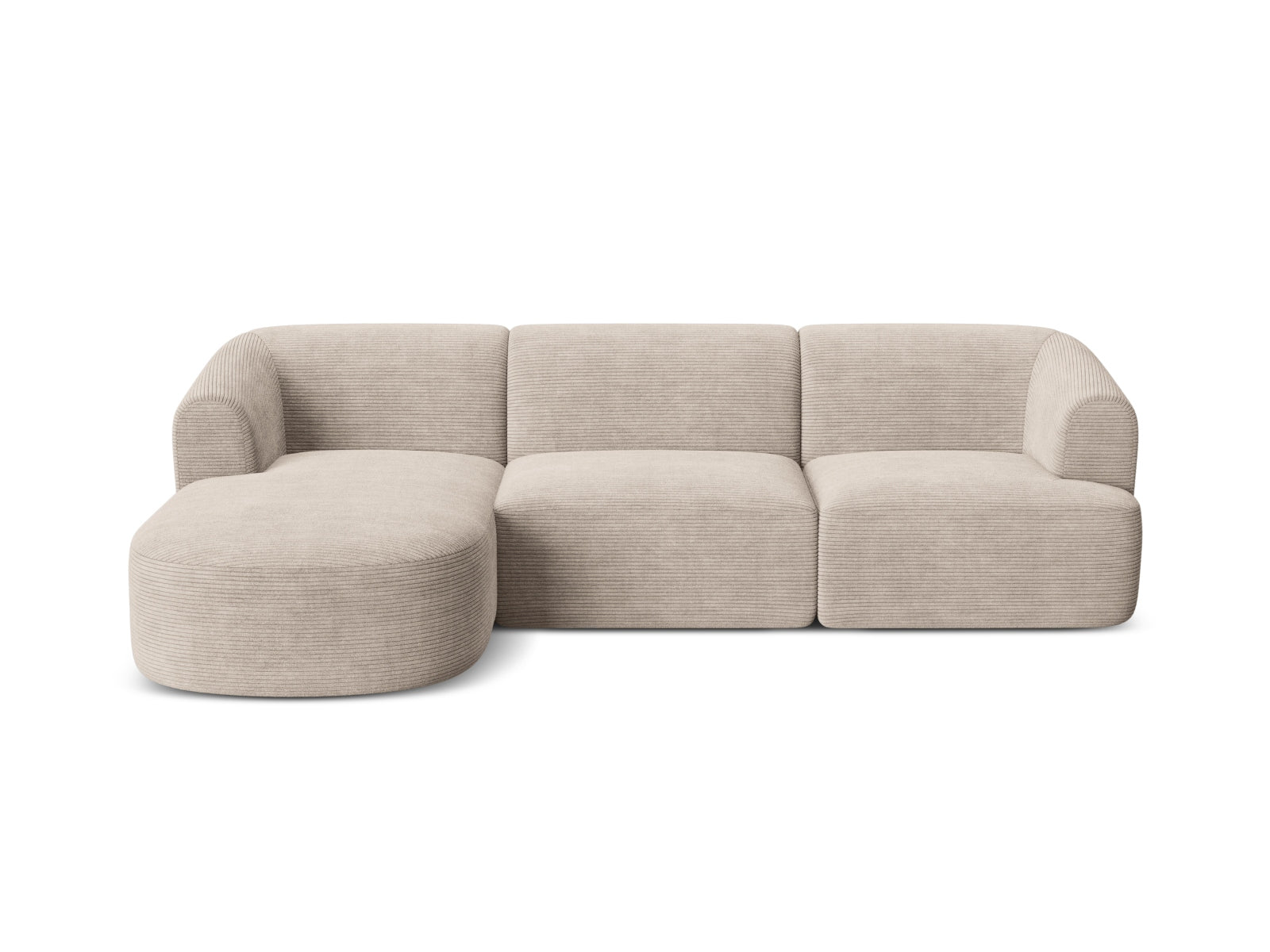 Elegantes 4-Sitzer Ecksofa Campi in warmem Cappuccino, ideal für stilvolle Wohnräume und entspannte Stunden mit Freunden.