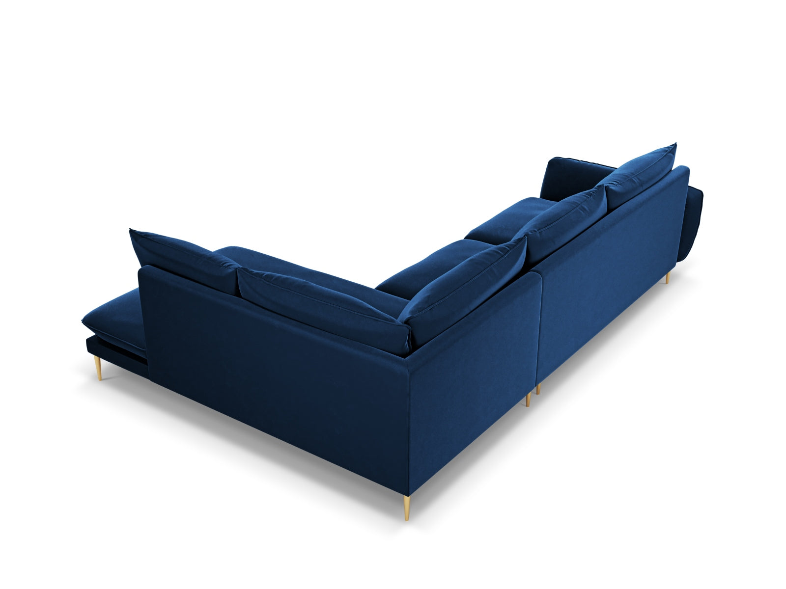 Vienna Velour Ecksofa links 6 Sitzer 185cm in Royal Blue/Gold-Bluvel präsentiert im Onlineshop von KAQTU Design AG. Ecksofa links ist von Cosmopolitan Design